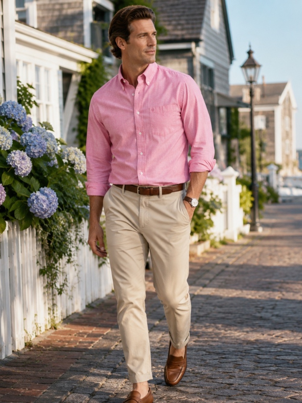 IZOD Coastal Preppy Pink Button Down Oxford Shirt Men's Large Classic Fit